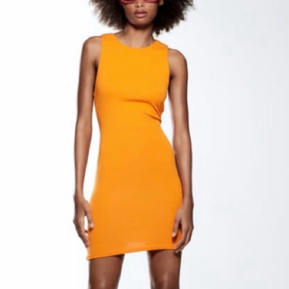 Sleeveless Bodycon Dress in Vibrant Orange